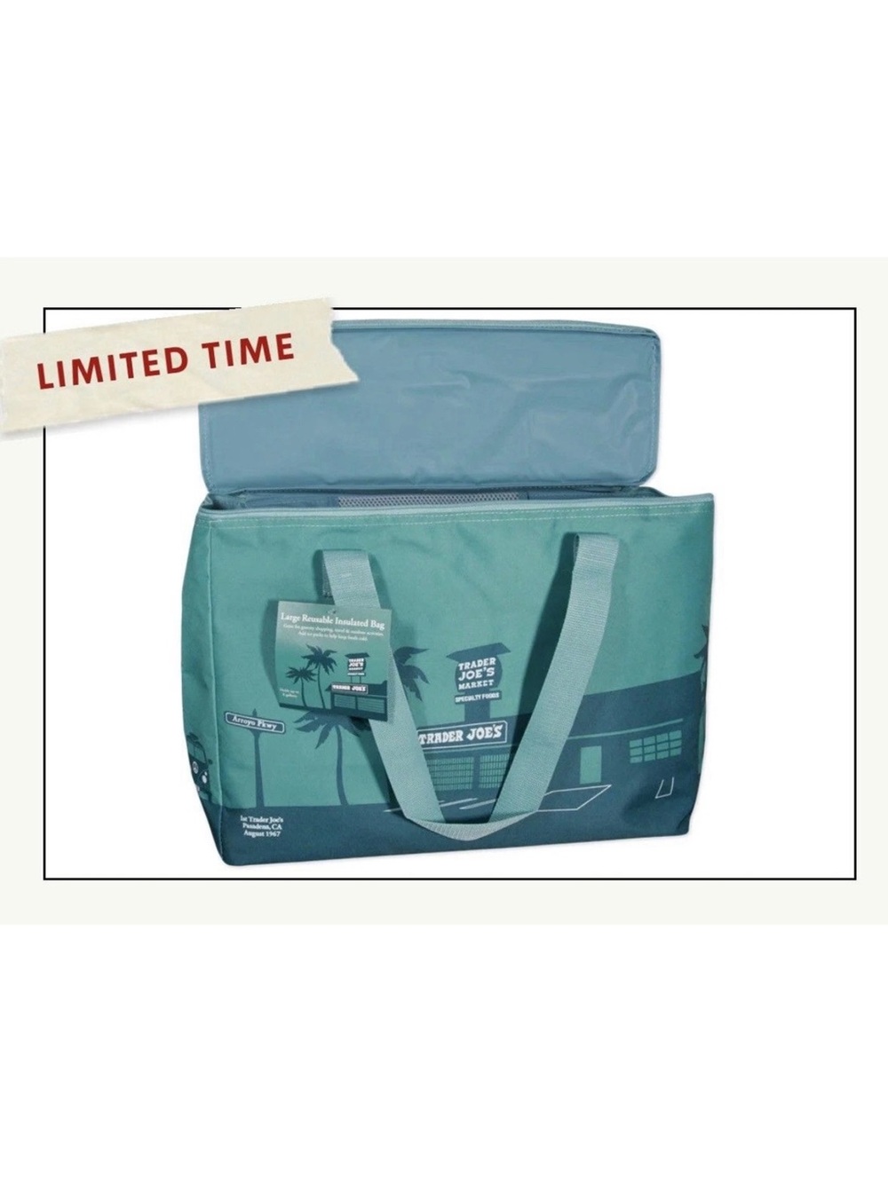 Trader Joe's Teal Insulated Tote Bag